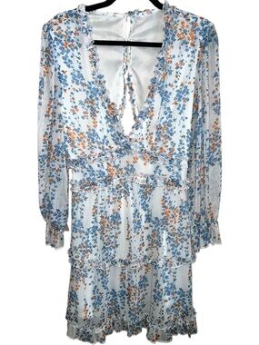 FLORAL PRINT PLUNGE RUFFLED SUMMER DRESS